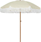 AMMSUN 7ft Patio Umbrella with Fringe Outdoor Tassel Umbrella UPF50+ Premium Steel Pole and Ribs Push Button Tilt, Light Beige by AMMSUN
