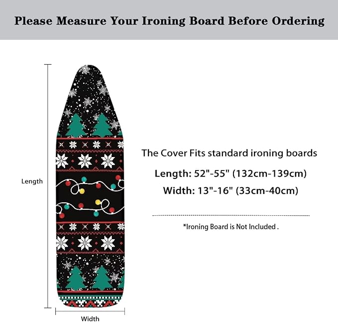 Snowflake Christmas Ironing Board Cover Standard Size Soft Resist Scorching - Image 6