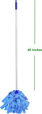 Mop, One Pole with Two Blue Microfiber Cloth Heads - Image 5