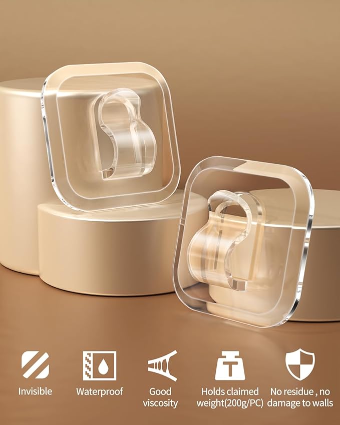 100 Mini Light Hooks with Adhesive Strips: Indoor Clear Small String Light - Image 3