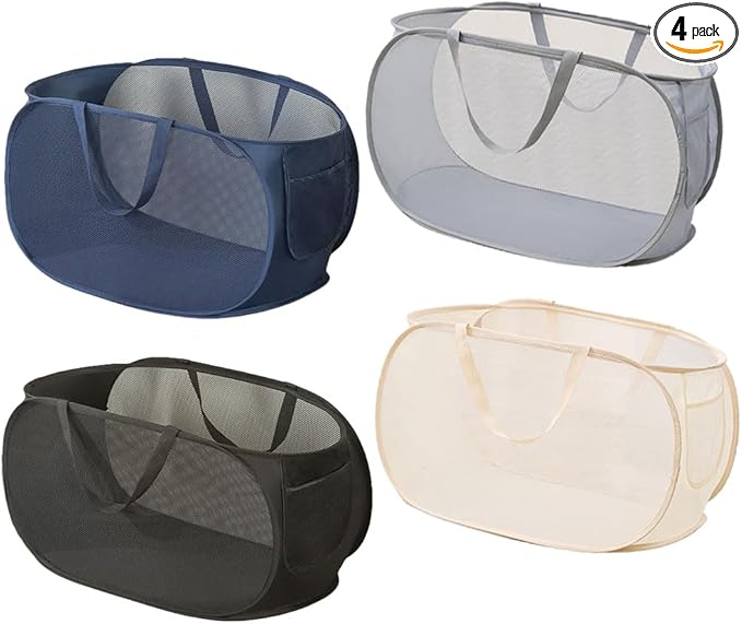 4 Pcs Collapsible Laundry Baskets, Opening Laundry Hamper, Foldable Laundry by LATERONON
