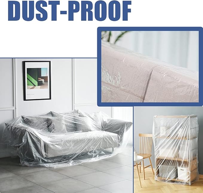 35 Pieces Plastic Drop Cloth, Dust-Proof and Rustproof, 35 Pieces 9x12 Feet Tarp - Image 4
