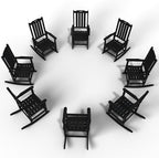 Oversized Rocking Chair Set of 8, Outdoor Rocking Chair for Adults, All Weather Resistant Porch Rocker for Lawn Garden, Black by THOEOE