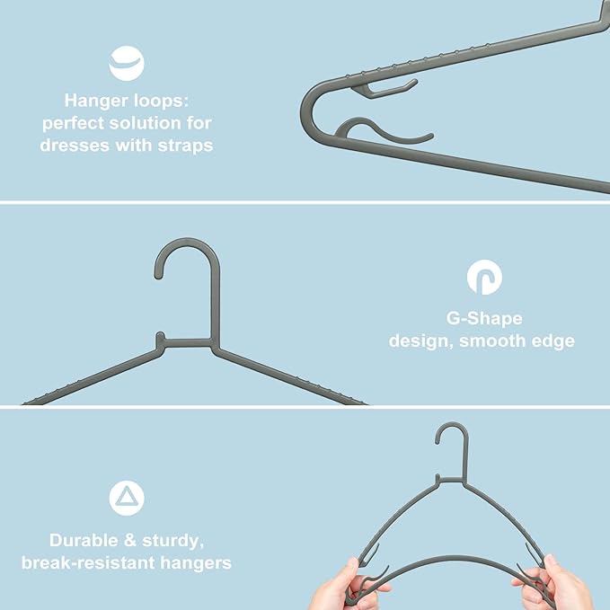 Plastic Hangers 50 Pack, Light Weight Durable Clothes Hangers - Image 3
