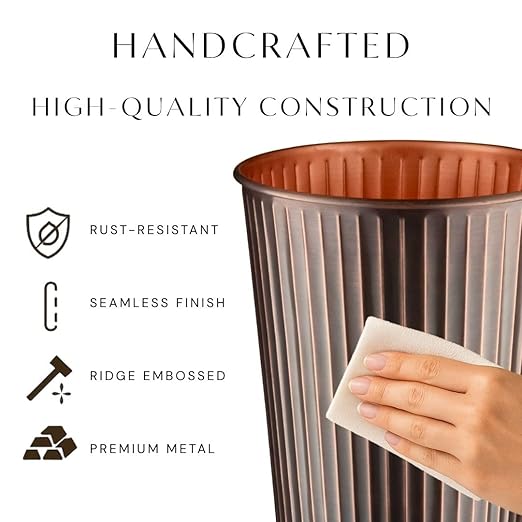 Monarch Abode Metal Bathroom Trash Can – Waste Basket - Image 3