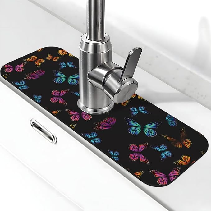 Butterfly Abstract Butterflies Kitchen Sink Splash Guard Faucet Mat Super by Unknown