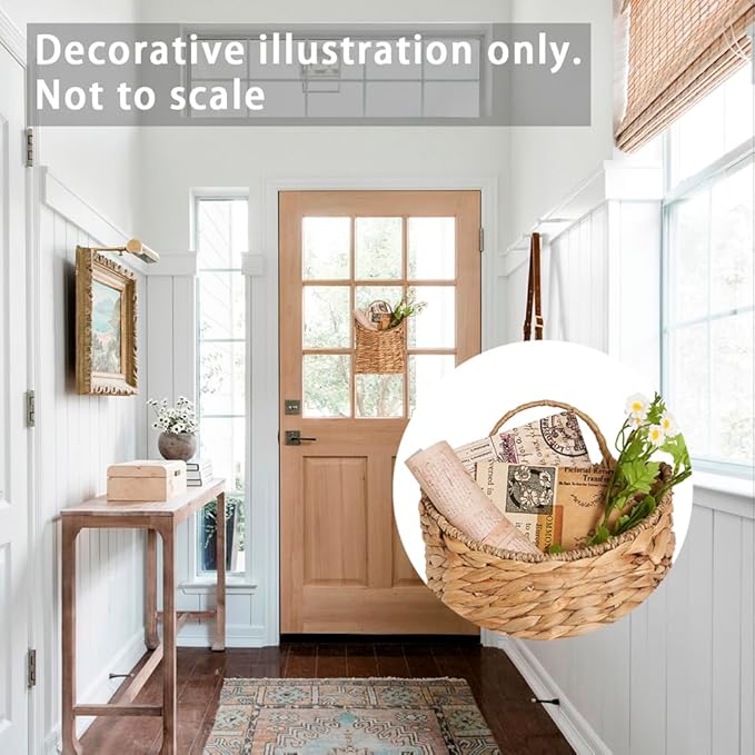Hanging Basket for Front Door –10.5" H Water Hyacinth Woven Wall Mounted - Image 5