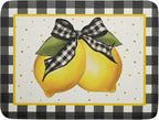 Lemon Dish Drying Mat for Kitchen Counter Spring Summer Black White buffalo by Unknown