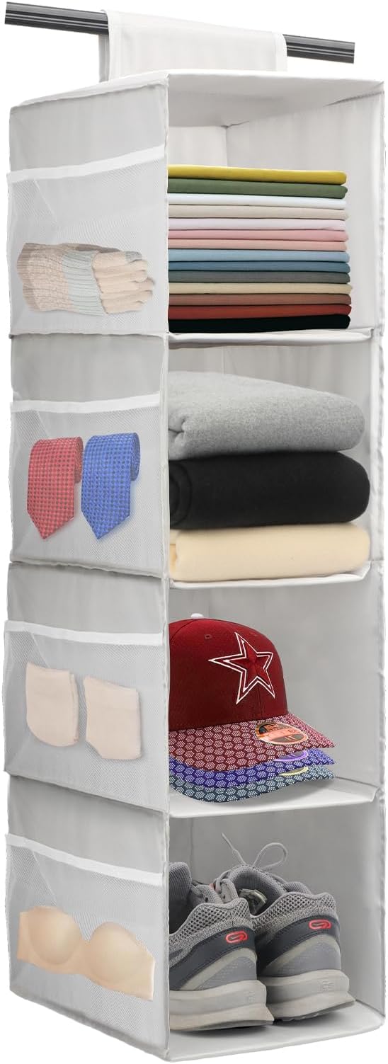 PetsHome 4-Shelf Hanging Closet Organizer, Space Saver, Closet Hanging Storage by PetsHome