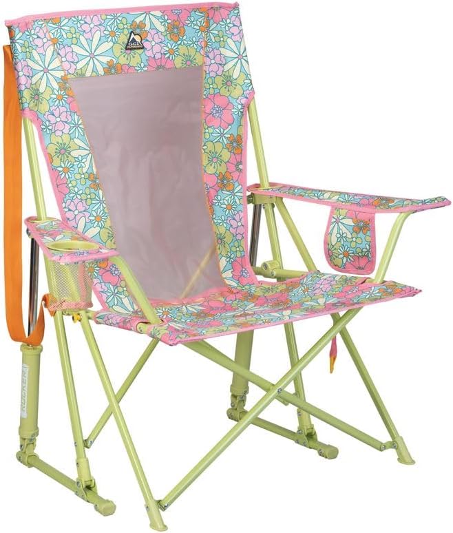 GCI Outdoor Comfort Pro Rocker Camping Chair | Portable Folding Rocking Chair with Durable Armrests & Drink Holder — Floral by GCIOUTDOOR