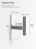 Towel Hooks for Bathrooms – 2 Pack, Brushed Silver Finish, T-Shaped Stainless - Image 2