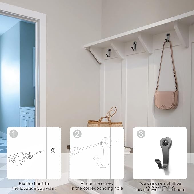15Pack Heavy Duty Iron Wall Coat Hooks | Mug Hooks - Image 6