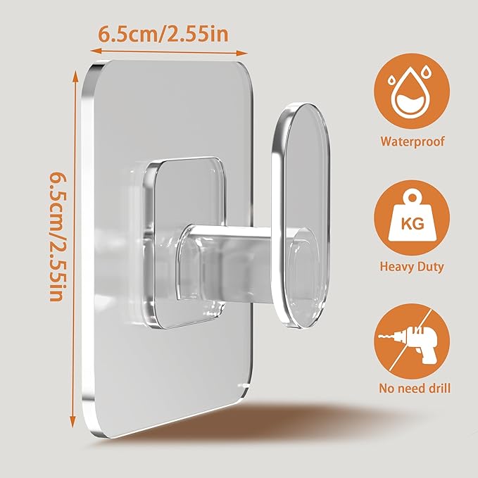 DELITON Clear Cute Storage Hooks, 10 Packs, Adhesion - Image 2