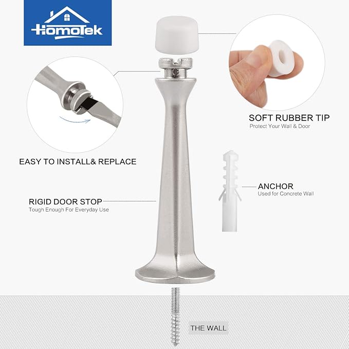 HOMOTEK 8 Pack Heavy Duty Solid Rigid Door Stop - Image 2