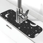 Faucet Draining Mat For Kitchen Sink, Moons Stars White Diatom Mud Absorbent by indokyeyqaz