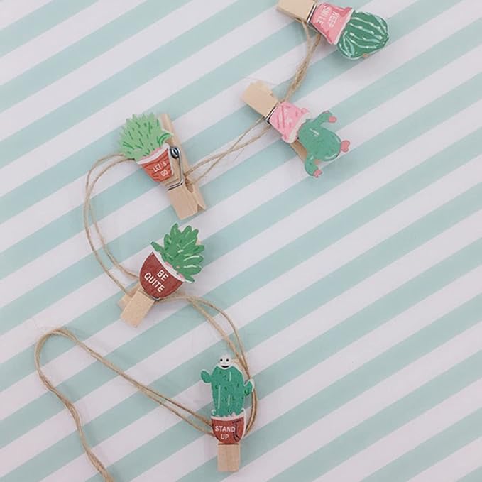 Bitray Mini Wooden Clothespins Cute Cactus Wooden Clips Multi-Function Photo - Image 7