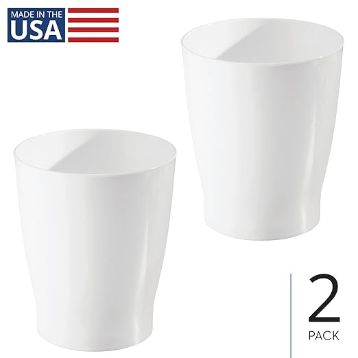 iDesign Small Round Plastic Bathroom Trash Can - Image 2