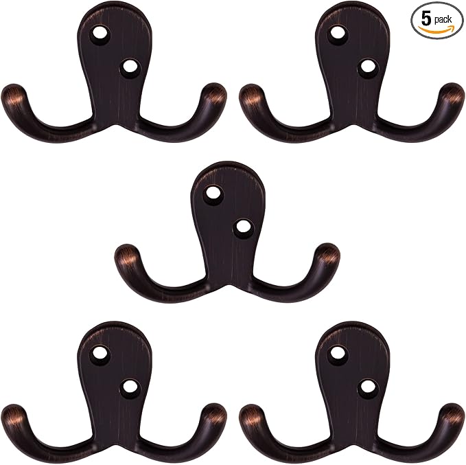 Design House Coat Hooks, Double Prong Hooks, Wall-Mounted, Steel Construction by DesignHouse