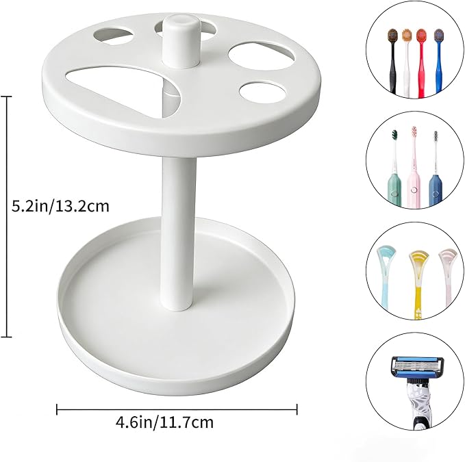 White Metal Toothbrush Holder – Countertop 4‑Toothbrush Organizer Set - Image 4