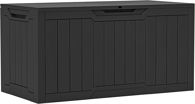 YITAHOME 100 Gallon Resin Deck Box, Weather Resistant Outdoor Storage Box, Lockable Indoor Outdoor Storage for Supplies and Essentials, Black by YITAHOME