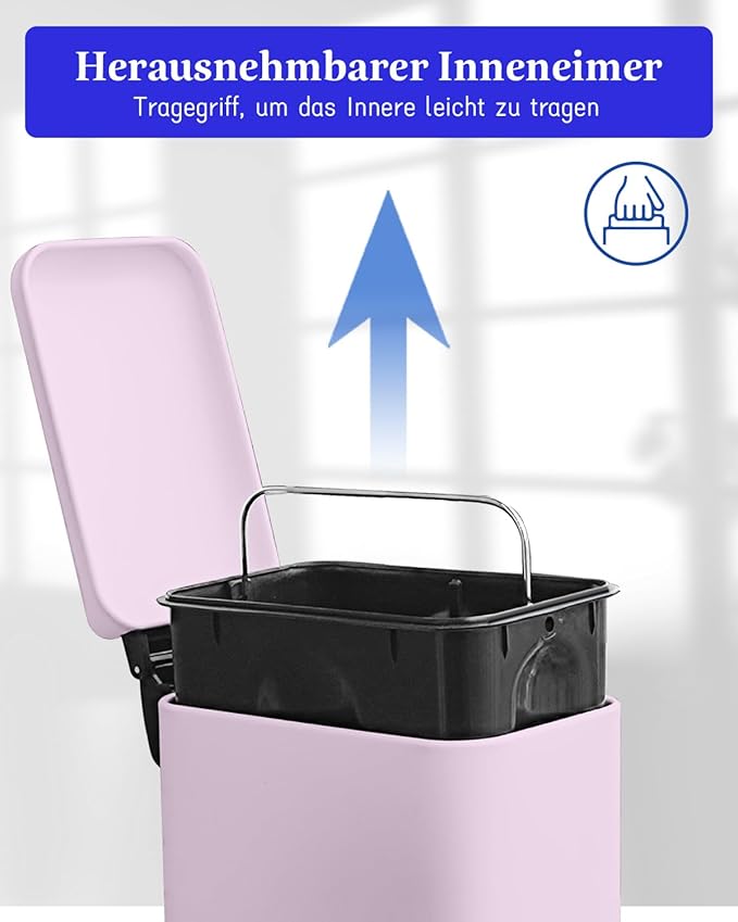 JM.YIPENG Bathroom Rubbish Bin, 5 Litre Cosmetic Bin, Small Waste Bin - Image 6