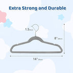 Smartor Premium 14 Inch Kids Hangers 50 Pack, Non Slip, Space Saving Felt - Image 7