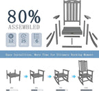 Oversized Rocking Chair Set of 8, Outdoor Rocking Chair for Adults, All Weather Resistant Porch Rocker for Lawn Garden, Grey - Image 9