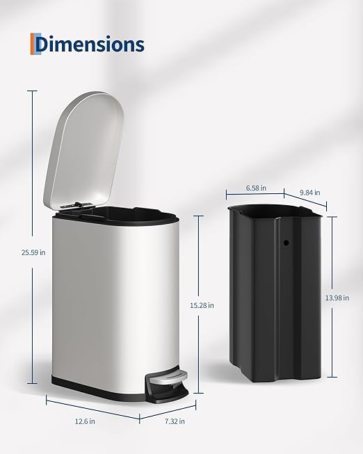 Garvee 2.6 Gallon / 10L Metal Bathroom Trash Can - Image 4