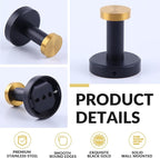 APLusee Black Gold Robe Towel Hook, Stainless Steel Coat Hanger, Clothes Holder - Image 4