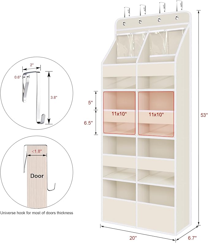 Univivi 5-Shelf Fabric Baby Door Storage Over Door Hanging Organizer - Image 3