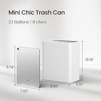 Cesun Small Bathroom Trash Can 2.1 Gallon Wastebasket, Modern Metal Garbage Can - Image 3
