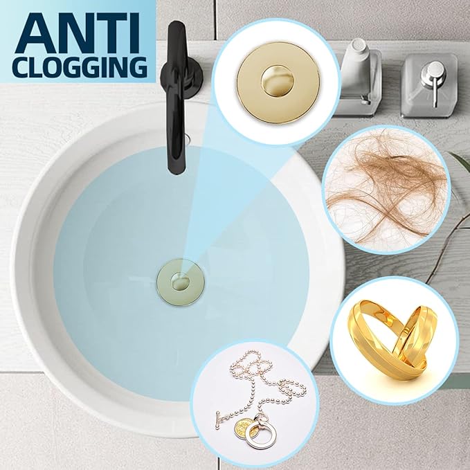 Universal Bathroom Sink Stopper, Pop Up Sink Stopper - Image 6