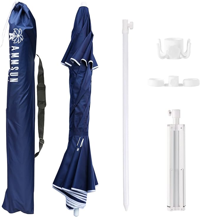 AMMSUN Shade Umbrella, Premium Portable Umbrella with Stand, 6.5ft Lightweight Free Standing Canopy for Sporting Games, Adjustable Instant Sun Protection and Easy to Carry, Navy Blue - Image 6