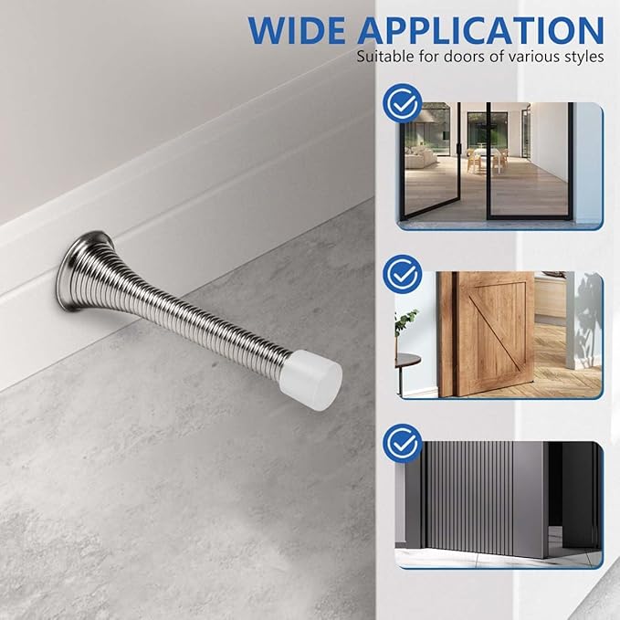 12 Pack Spring Door Stops 3 1/4 Inch Flexible Heavy Duty Spring Door Stopper - Image 5