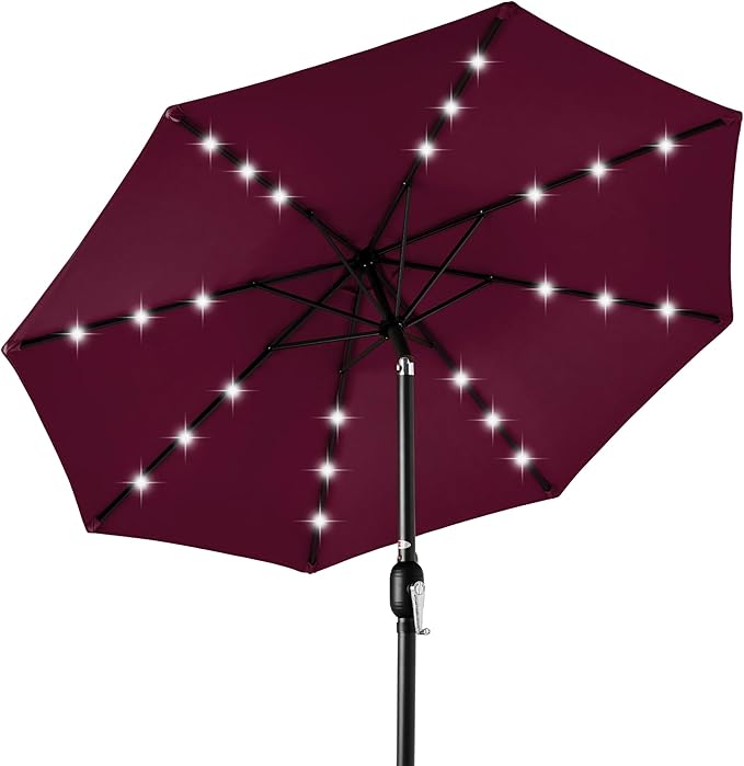 Best Choice Products 10ft Solar Polyester LED Lighted Patio Umbrella w/Tilt Adjustment and UV-Resistant Fabric by BestChoiceProducts