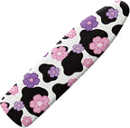 Pink Flower Cow Print Ironing Board Cover Soft Stain Resistant Ironing Board by Pzuqiu