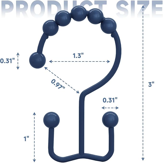Titanker Shower Curtain Hooks Rings, Rust-Resistant Metal Double Glide Shower - Image 6