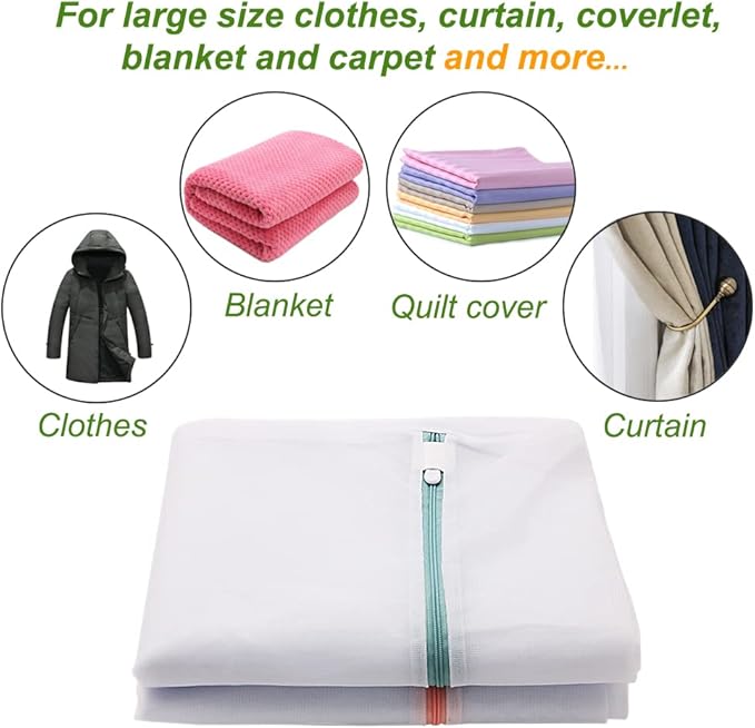 Large Mesh Laundry Bags, 2 Pack 35 in x 27 in Washable Fine Net Washing Machine - Image 6