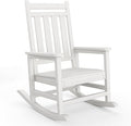 HDPE Rocking Chair Outdoor- Poly High Back Porch Rocker Chairs for Adults - All Weather Resistant Furniture for Patio Front Porch - White by Garvee