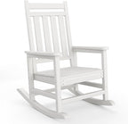 HDPE Rocking Chair Outdoor- Poly High Back Porch Rocker Chairs for Adults - All Weather Resistant Furniture for Patio Front Porch - White by Garvee