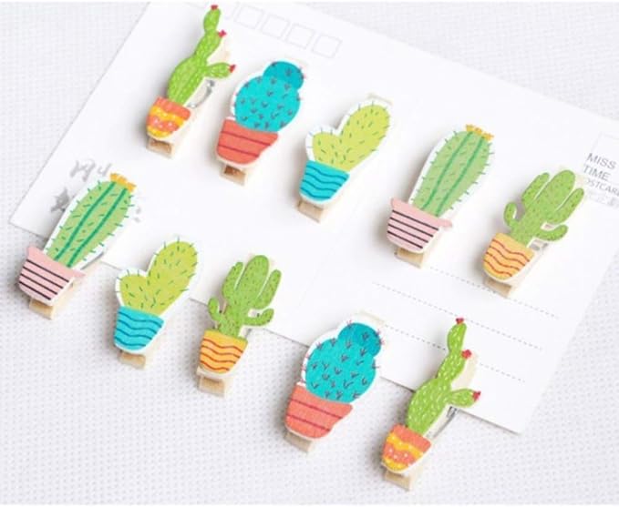 50pcs Cactus Wooden Photo Clips Pegs Clothespins Note Memo Card Holder - Image 5