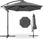 Best Choice Products 10ft Offset Hanging Market Patio Umbrella w/Easy Tilt Adjustment, Polyester Shade, 8 Ribs for Backyard, Poolside, Lawn and Garden - Gray by BestChoiceProducts