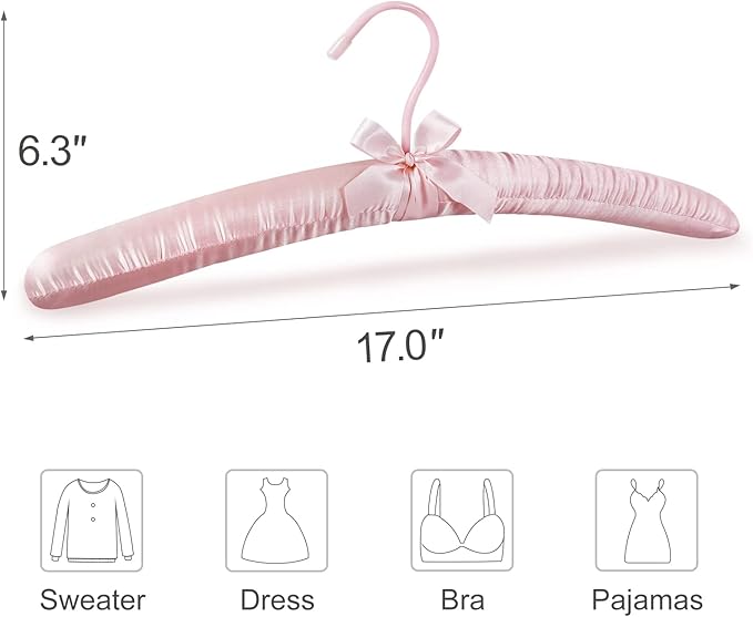 TOPIA HANGER Padded Hangers for Women Clothing, 17-inch Satin Hangers 5 Pack - Image 4