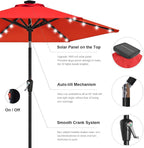 ABCCANOPY Durable Solar Led Patio Umbrellas with 24LED Lights 7.5FT (Red) - Image 8