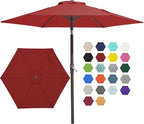 JEAREY 7.5FT Patio Umbrella Outdoor Market Umbrella with 6 Sturdy Ribs, Push Button Tilt/Crank Table Umbrella for Garden, Deck, Backyard and Pool, Red by JEAREYOutdoorsCollection