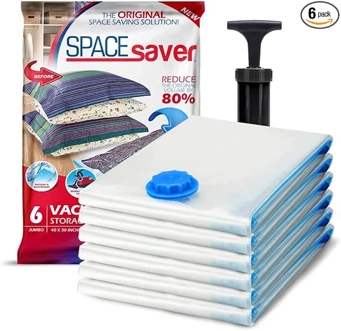 Spacesaver Premium Vacuum Storage Bags. 80% More Storage! Hand-Pump by Spacesaver