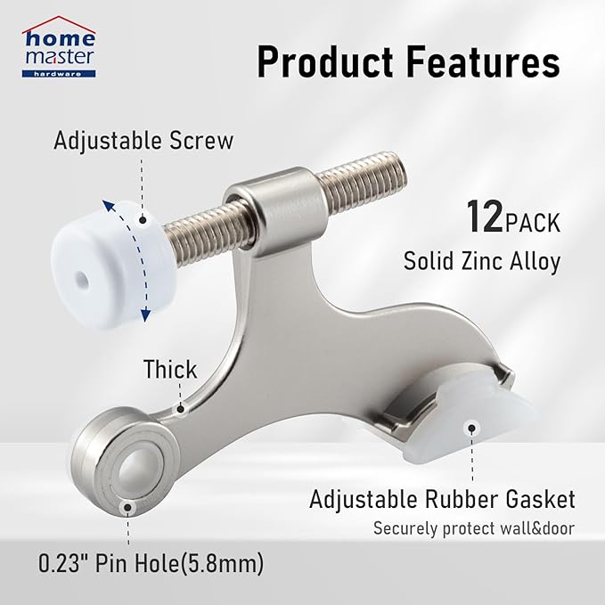 HOME MASTER HARDWARE Hinge Pin Door Stopper 12-Pack, Adjustable Heavy Duty Zinc - Image 3