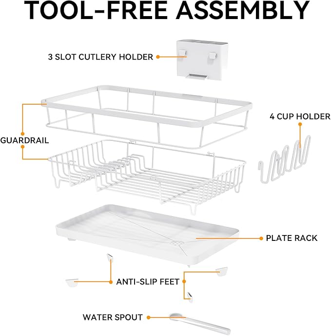 TOOLF Large Dish Drying Rack for Kitchen Counter, Kitchen Dish Racks - Image 7
