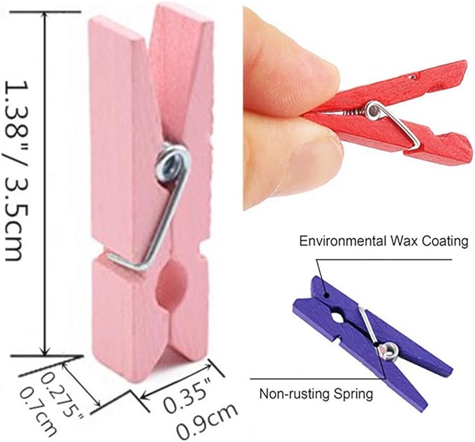 DurReus Small Clothespins Decorations Display Art Project Wood Kitchen Clips - Image 3