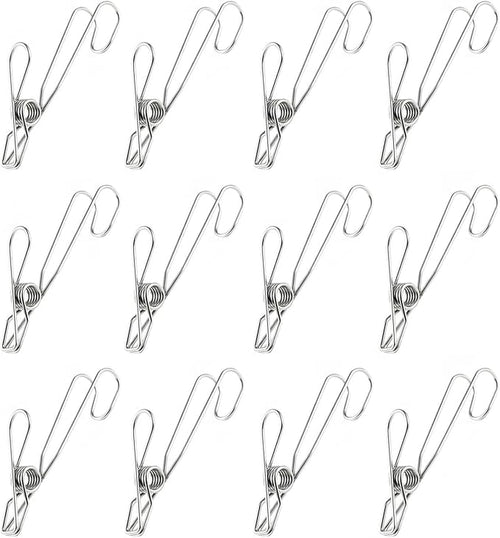 12 Pack Long Tail Clip with Hooks Clothes Pin, Cord Clothes Pins Hanging Peg by Unknown